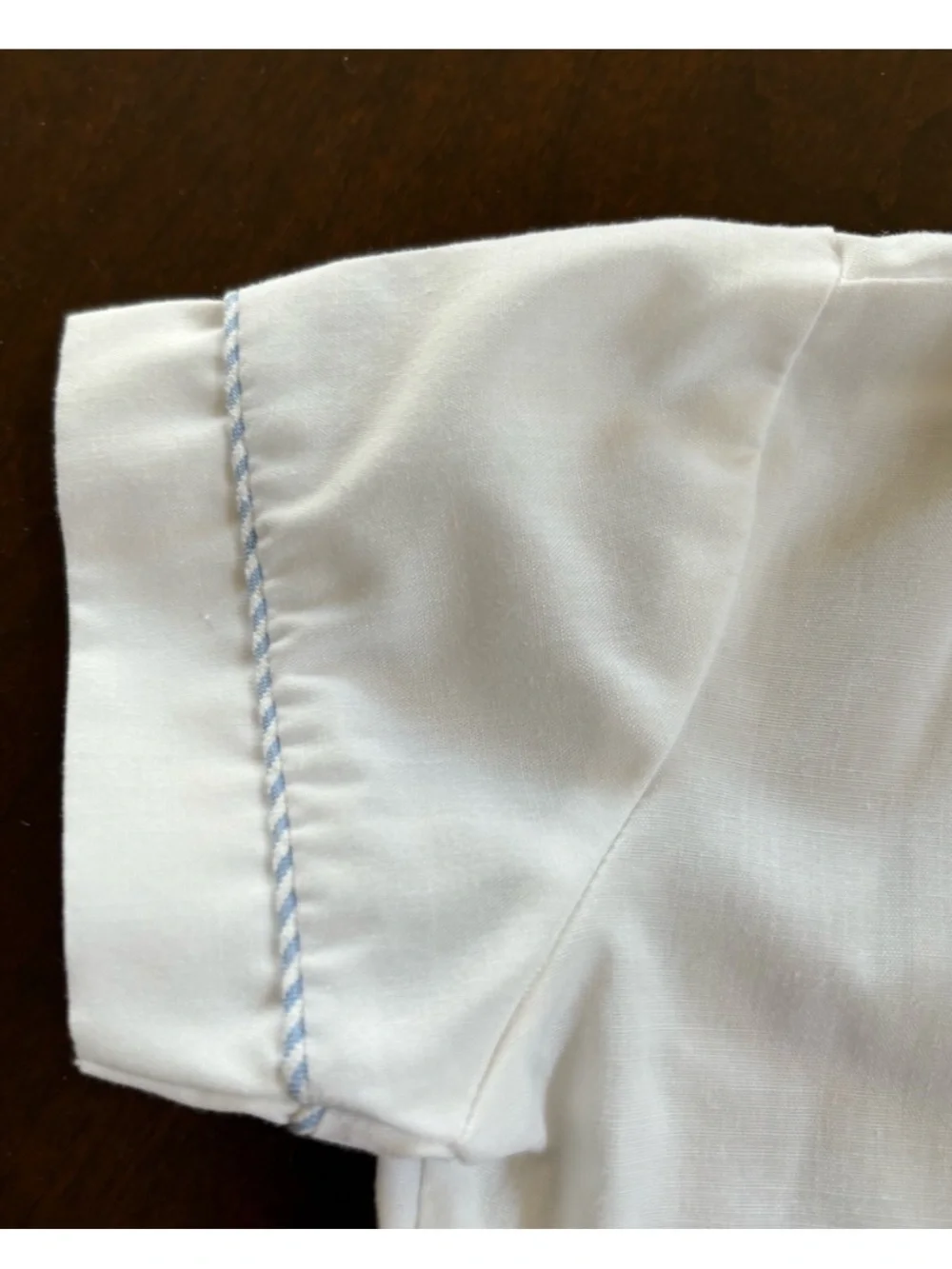Vintage 1993 Seersucker Embroidered Whales 2 Piece Romper Set Blue Baby 6-9 M